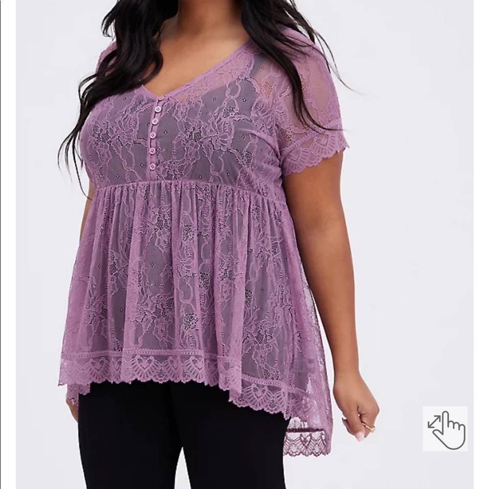 TORRID size 3 purple lace babydoll blouse